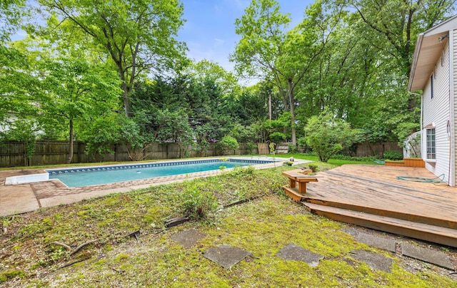 9 Gull Dr, Hauppauge, NY 11788 - view of pool with a wooden deck and a fenced backyard
