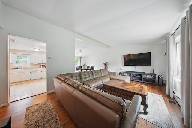 1 Schoolhouse Ln, Port Jervis, NY 12771 - living area featuring healthy amount of natural light, light wood-type flooring, and ceiling fan