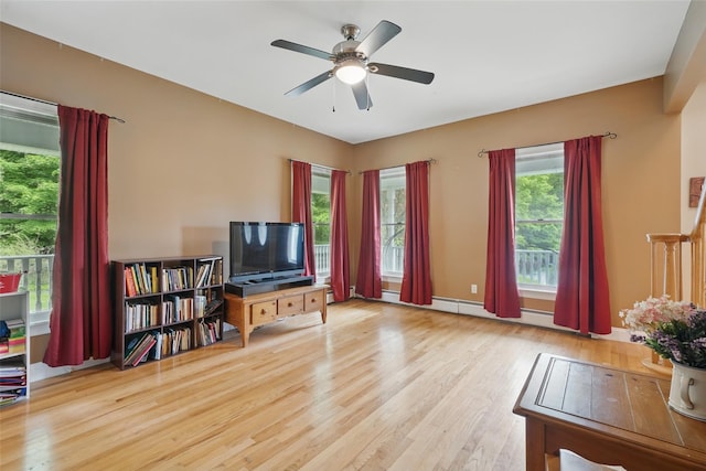 7 Gabriels Dr, Chester, NY 10918 - living area featuring wood finished floors, a ceiling fan, and baseboards