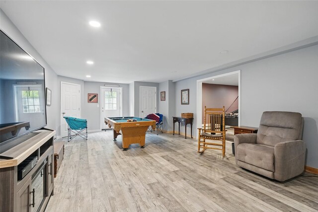 7 Gabriels Dr, Chester, NY 10918 - game room featuring pool table, light wood finished floors, recessed lighting, baseboards, and healthy amount of natural light