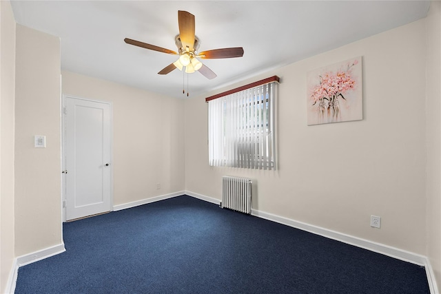 247-78 77th Cres Unit B, Bellerose, NY 11426 - unfurnished room featuring radiator heating unit, baseboards, a ceiling fan, and dark carpet