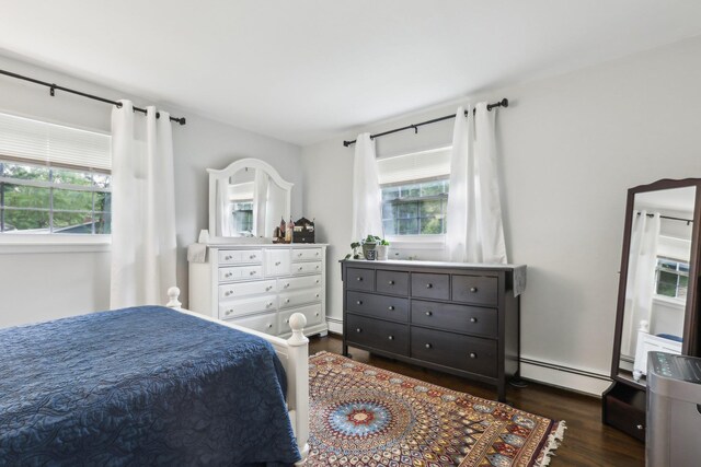 32 Meadow Rd, Montrose, NY 10567 - bedroom featuring baseboard heating, multiple windows, and dark wood finished floors