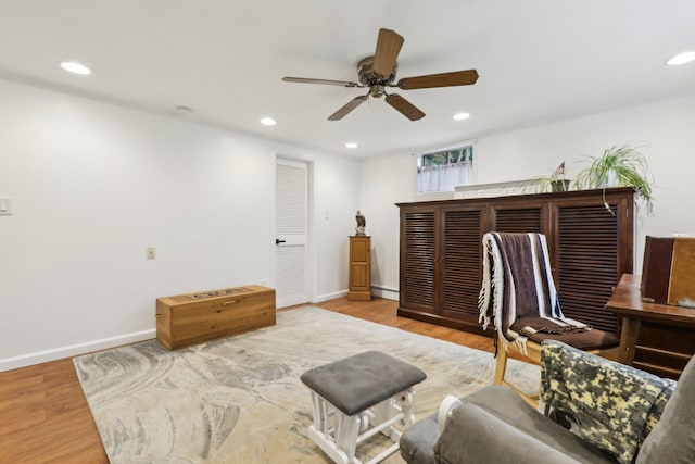 32 Meadow Rd, Montrose, NY 10567 - office featuring ceiling fan, wood finished floors, recessed lighting, a bar, and baseboards