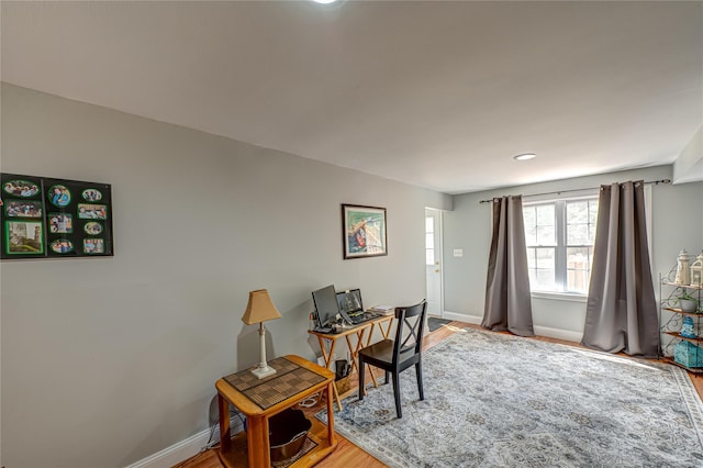 8 Baylor Dr, Smithtown, NY 11787 - office area featuring wood finished floors, baseboards, and recessed lighting
