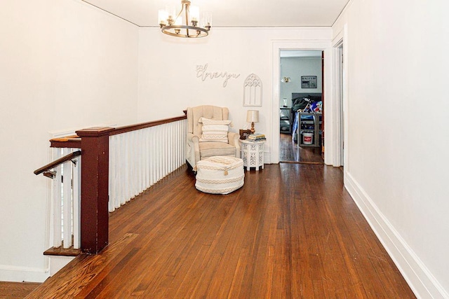 31 Heminway Ave, New Rochelle, NY 10801 - sitting room featuring wood finished floors, a chandelier, and baseboards