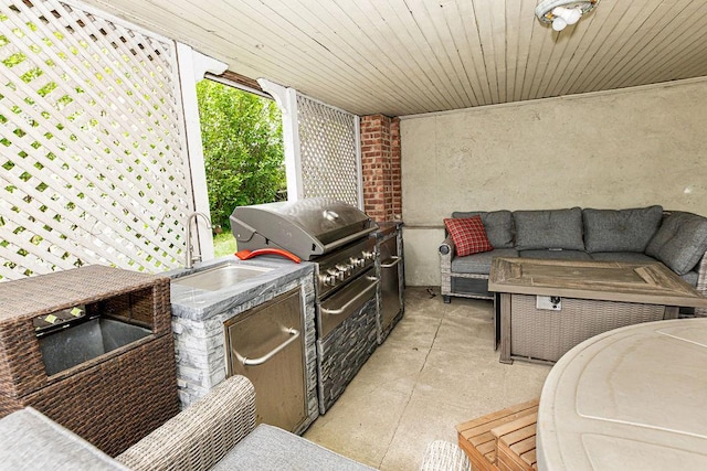 31 Heminway Ave, New Rochelle, NY 10801 - view of patio with area for grilling, a sink, and outdoor lounge area