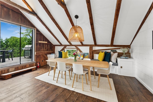 3 Pheasant Ln, Remsenburg, NY 11960 - dining room featuring dark wood finished floors and wooden walls