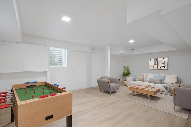 2 Crawford Rd, Harrison, NY 10528 - game room featuring light wood-type flooring, baseboards, and recessed lighting
