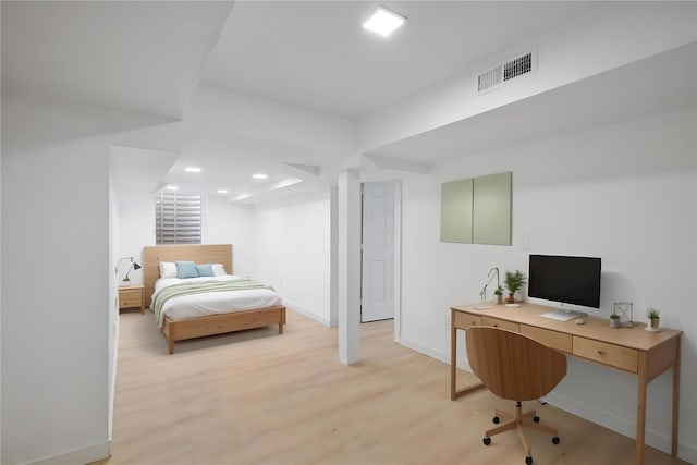 2 Crawford Rd, Harrison, NY 10528 - bedroom with light wood finished floors, baseboards, a desk, and recessed lighting