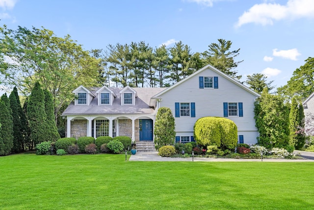 9 Springdale Rd, Scarsdale, NY 10583 - view of front of home with a front yard and stone siding