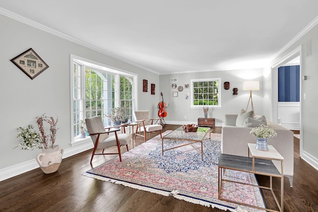 9 Springdale Rd, Scarsdale, NY 10583 - living area featuring plenty of natural light, crown molding, wood finished floors, and baseboards