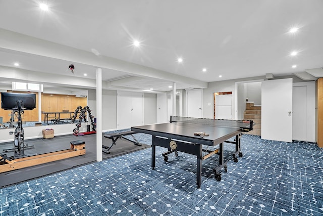 9 Springdale Rd, Scarsdale, NY 10583 - recreation room featuring recessed lighting and carpet floors