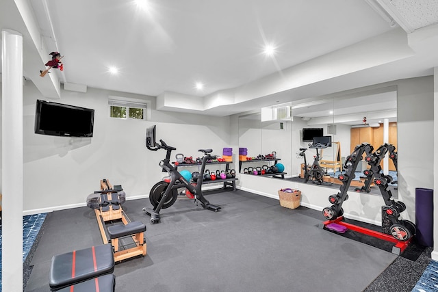 9 Springdale Rd, Scarsdale, NY 10583 - exercise room with recessed lighting and baseboards