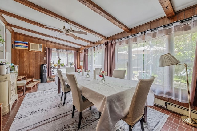 891 Pondview Rd, Riverhead, NY 11901 - sunroom / solarium featuring wooden walls, healthy amount of natural light, and a wall mounted air conditioner