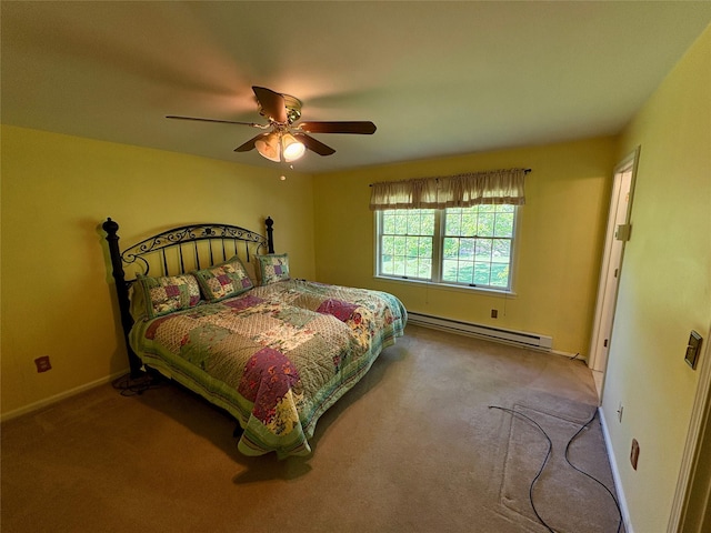 25 White Farm Rd, Wingdale, NY 12594 - carpeted bedroom with a baseboard radiator, ceiling fan, and baseboards