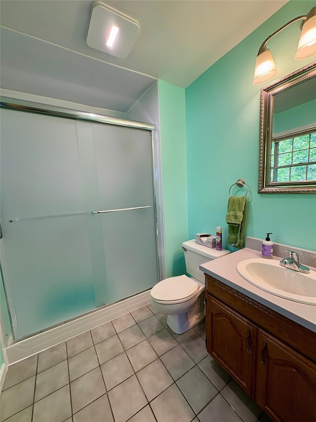 25 White Farm Rd, Wingdale, NY 12594 - bathroom featuring a shower stall, vanity, toilet, and tile patterned flooring