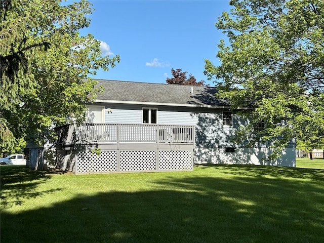 25 White Farm Rd, Wingdale, NY 12594 - back of house featuring a deck, a lawn, and roof with shingles