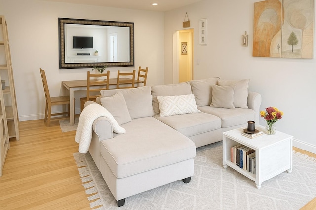 68 E Hartsdale Ave Unit 5E, Hartsdale, NY 10530 - living room featuring light wood-style flooring, baseboards, and recessed lighting