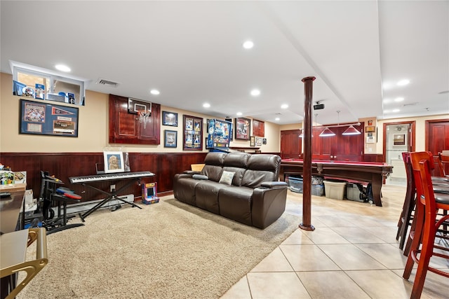 154-16 13th Ave, Whitestone, NY 11357 - recreation room with billiards table, light tile patterned floors, and recessed lighting