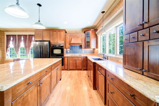 231 Turtle Bay Rd, New Hampton, NY 10958 - kitchen with black appliances, a sink, healthy amount of natural light, and light wood-style flooring