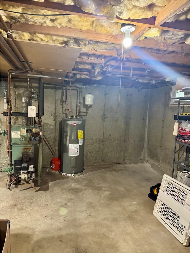 2337 Sycamore Ave, Ronkonkoma, NY 11779 - unfinished below grade area featuring electric water heater and a heating unit