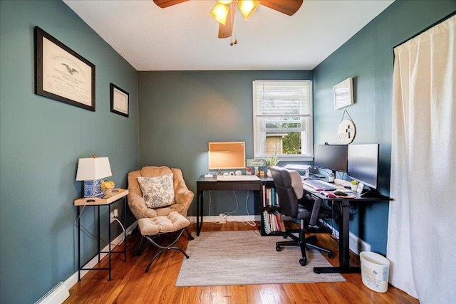 26 Booth Blvd, Wappingers Falls, NY 12590 - home office with ceiling fan, wood finished floors, and baseboards