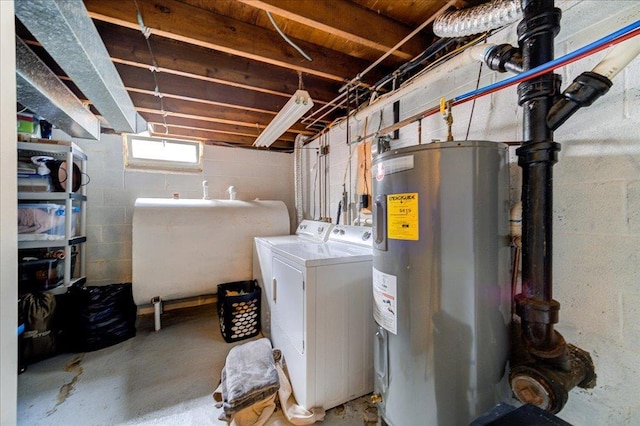 26 Booth Blvd, Wappingers Falls, NY 12590 - basement featuring washer and clothes dryer, electric water heater, and heating fuel