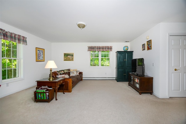 3 Cambridge Ct, Wappingers Falls, NY 12590 - living area with carpet floors, baseboards, and baseboard heating