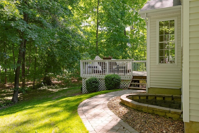 3 Cambridge Ct, Wappingers Falls, NY 12590 - view of green lawn featuring a wooden deck