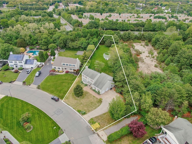 49 Tallmadge Trl, Miller Place, NY 11764 - aerial view of property and surrounding area featuring property boundaries highlighted
