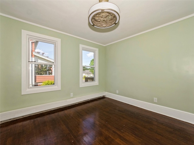 34 Woodland Ave, Poughkeepsie, NY 12603 - spare room featuring dark wood-type flooring, baseboards, and crown molding