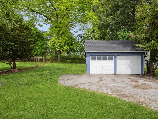 34 Woodland Ave, Poughkeepsie, NY 12603 - view of green lawn with an outdoor structure and a detached garage