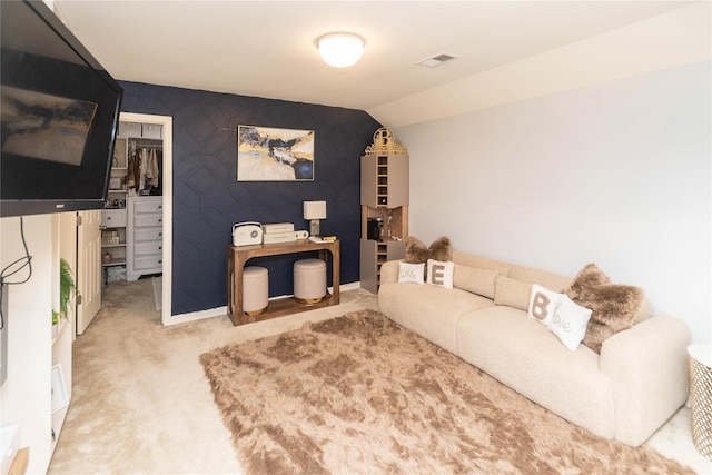 38 Panorama Dr, New Windsor, NY 12553 - carpeted living room featuring baseboards and vaulted ceiling