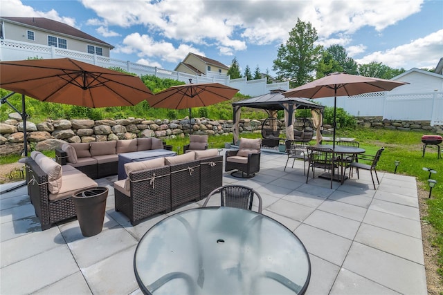 38 Panorama Dr, New Windsor, NY 12553 - view of patio / terrace with outdoor dining area, an outdoor living space, and a gazebo