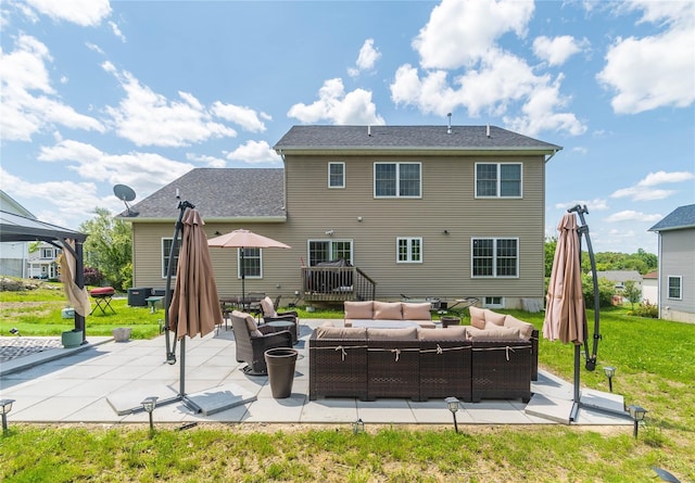 38 Panorama Dr, New Windsor, NY 12553 - back of property with an outdoor hangout area, a patio area, and a yard
