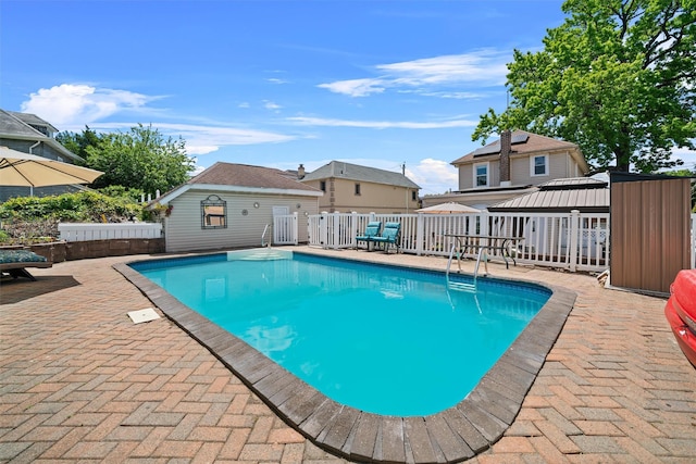 1370 Kearney Ave, Bronx, NY 10465 - view of swimming pool with a gazebo, a wooden deck, and a patio area