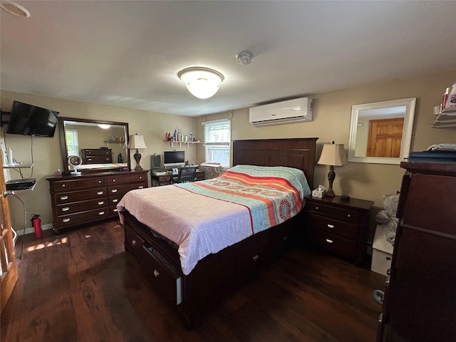 50 Tangier Dr, Sound Beach, NY 11789 - bedroom with a wall unit AC and dark wood-type flooring
