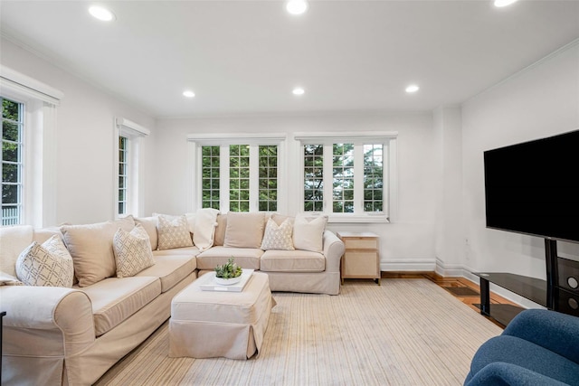 489 Manor Ln, Pelham, NY 10803 - living area featuring recessed lighting, baseboards, and wood finished floors