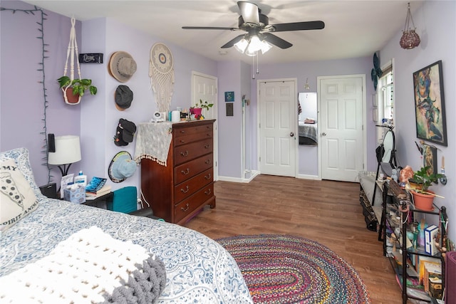57 Decker Dr, Washingtonville, NY 10992 - bedroom with wood finished floors, ceiling fan, and baseboards