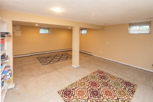 57 Decker Dr, Washingtonville, NY 10992 - below grade area featuring a baseboard heating unit and baseboard heating