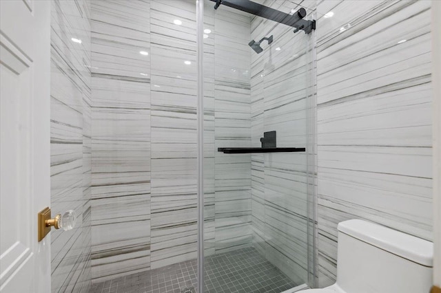 19 Maple Ave, Cedarhurst, NY 11516 - full bathroom featuring a shower stall, toilet, and tile patterned flooring
