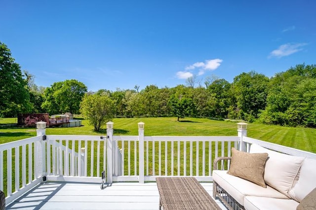 322 Noxon Rd, Poughkeepsie, NY 12603 - wooden terrace featuring a lawn