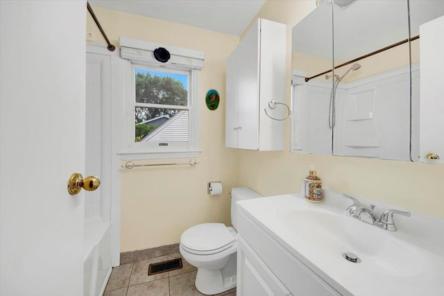 22 Livingston Ave, Valhalla, NY 10595 - bathroom with vanity, toilet, tile patterned flooring, baseboards, and  shower combination