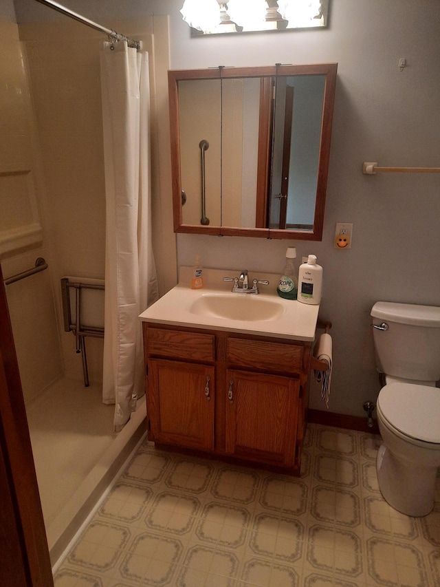 1502 Evergreen Ct, Highland Mills, NY 10930 - bathroom featuring vanity, toilet, a shower stall, and baseboards