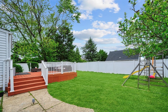 21 Westgate Rd, Massapequa Park, NY 11762 - view of yard featuring a playground and a wooden deck