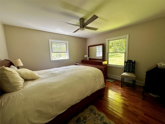 287 Hunns Lake Rd, Stanfordville, NY 12581 - bedroom featuring wood-type flooring, baseboard heating, and ceiling fan