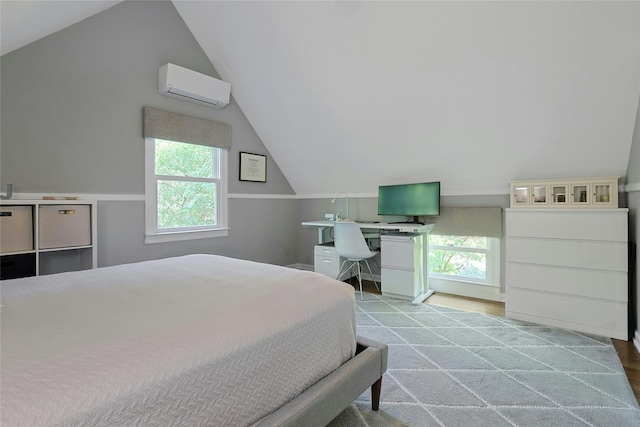 1 Lakeview Rd, South Salem, NY 10590 - bedroom with a wall mounted AC, vaulted ceiling, and an office area