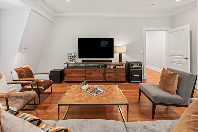 18 N Rd, Laurel Hollow, NY 11771 - living area with crown molding, light wood-type flooring, and baseboards