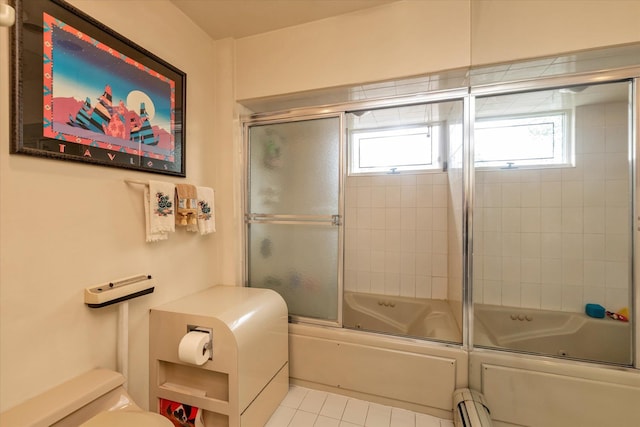 1055 Cedarhurst St, North Woodmere, NY 11581 - bathroom featuring toilet, combined bath / shower with glass door, and tile patterned flooring