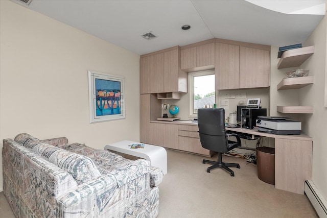 1055 Cedarhurst St, North Woodmere, NY 11581 - office space featuring baseboard heating, light colored carpet, and lofted ceiling